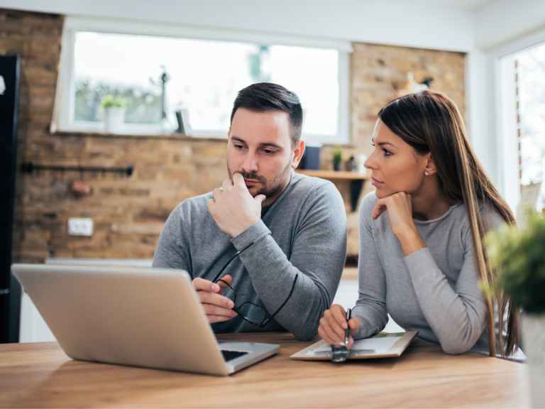 Couple researching options on how to divorce